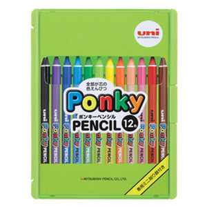 화방넷미쓰비시 유니 폰키 펜슬 어린이 색연필 12색 세트 PONKY PENCIL